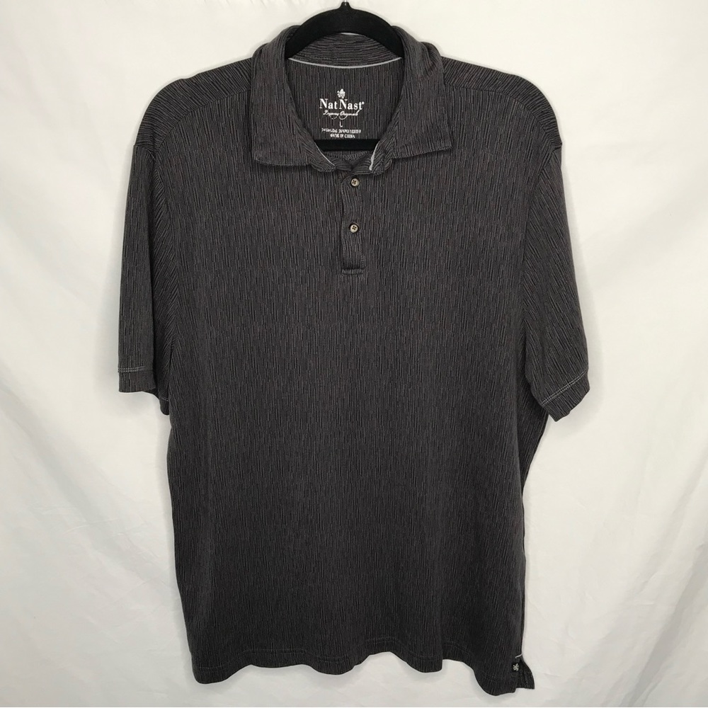 Nat Nast SS Polo Shirt Men's XL Gray Textured Modal Collared Soft Casual Comfort